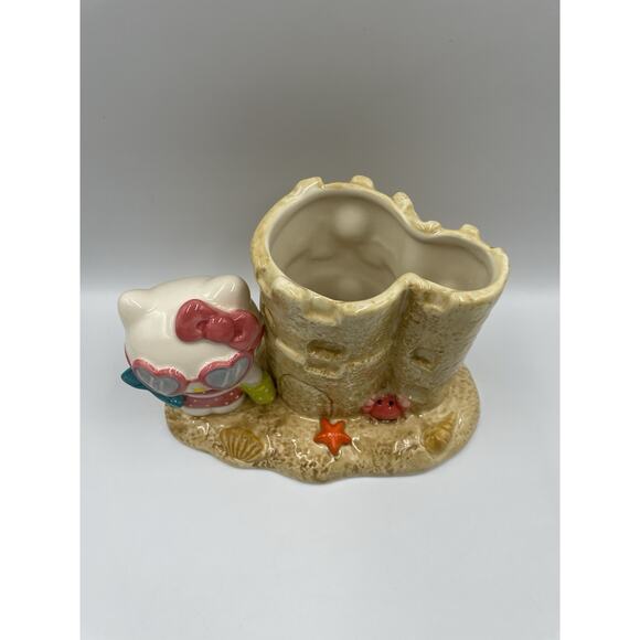 Hello Kitty Sand Castle Planter Blue Sky Clayworks Brush/Pen Holder NEW - Picture 4 of 8